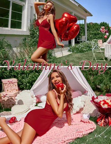 Vista 4 de Avidlove - Camisón para dormir tipo babydoll de lencería con encaje para mujer