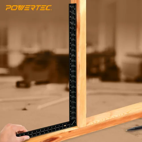 Vista 5 de POWERTEC Escuadra de encuadre, escuadra de carpintero de acero de 16 x 24 pulgadas con tablas de caballetes, herramientas de encuadre y regla