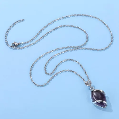 Vista 5 de Jovivi Collar de Piedra de Cuarzo Rosa y Amatista para Mujeres y Hombres, Joyería de Colgante de Cristal Reiki Curativo de Gema Natural