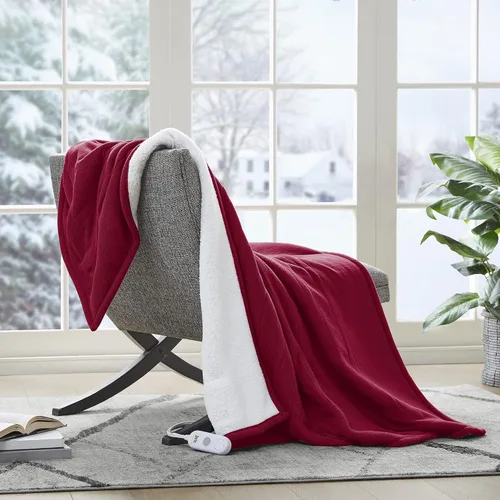 Vista 24 de Serta - Manta de vellón sherpa reversible, ultrasuave y tejida, manta térmica, manta eléctrica; cómoda, agradable y abriga y protege del frío