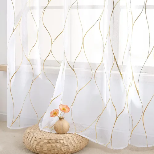 Vista 27 de Deconovo - Cortinas transparentes con filtro de luz de 84 pulgadas de largo Plata