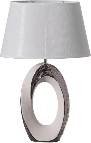 Vista 11 de Quickway Imports Lámparas de mesa de diseño, lámpara de mesa decorativa de cerámica de 16 pulgadas, con soporte circular reflectante plateado y rosa