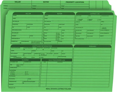 Vista 10 de NextDayLabels - Carpeta de listado de bienes raíces - Lista de panel derecho, preimpresa en cartulina duradera con lista de verificación de cierre