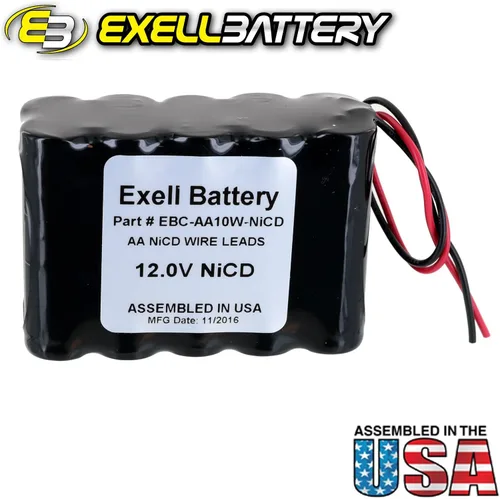 Vista 2 de Exell Battery Batería AA NiCad de 12 voltios, 1000 mAh, paquete de 10