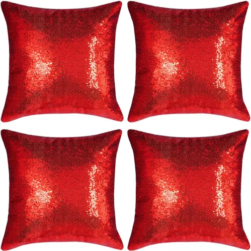 Vista 15 de Juego de 4 fundas de almohada decorativas con lentejuelas negras cuadradas para silla, sofá, cama, dormitorio, sala de estar, decoración para bodas