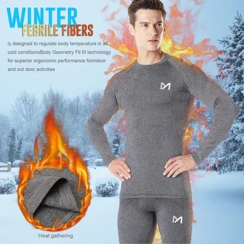 Vista 2 de MEETYOO Ropa interior térmica para hombre, capa base para hombre, 2 juegos largos forrados con capa base de engranajes de caza