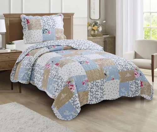 Vista 10 de Brilliant Sunshine Juego de edredón clásico de 2 piezas con 1 funda, reversible, suave y ligera, para todas las estaciones, individual, beige