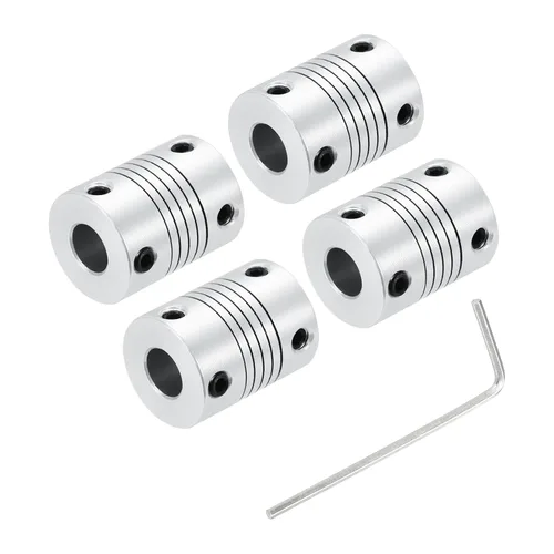 Vista 15 de uxcell 4 piezas de acoplamiento de eje de aleación de aluminio de 0.157 in a 0.157 in, acoplador flexible L25xD19, conector de junta de motor paso a