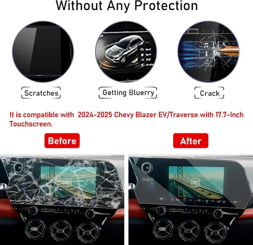 Vista 2 de TTCR-II Protector de pantalla compatible con Chevy Blazer EV 2024-2025, pantalla de navegación transversal, para Blazer EV 2024-2025, protector