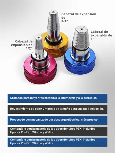 Vista 2 de Manual PEX-A Kit expansor de tubería 1/2"-1" ASTM F1960