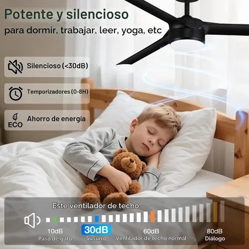 Vista 7 de cumilo Ventiladores de techo inteligentes de 52 pulgadas con luz y control remoto, luces LED regulables, motor de CC silencioso, control a través