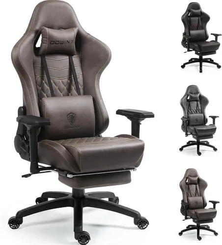 Vista 12 de Dowinx Silla de Juego Grande y Alta, Sillas de Videojuego con Reposapiés, Sillas de Juego de PC para Adultos - Silla Gamer Ergonómica Reclinable