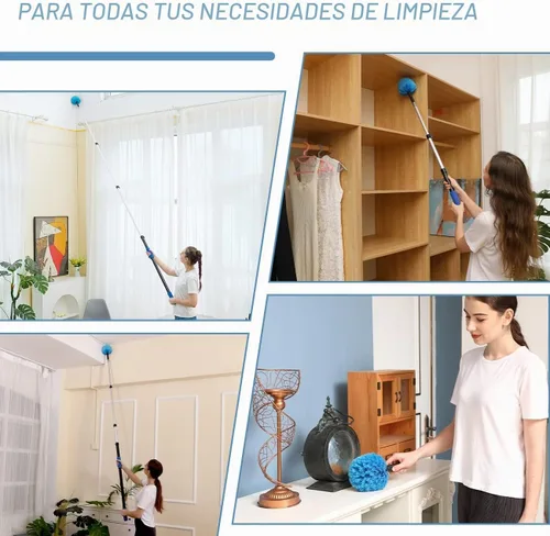 Vista 6 de Plumero de Telarañas de 20 Pies con Poste de Extensión 2 PIEZAS, Plumero Webster de Telarañas para Techos Altos/Esquinas, Cepillo de Telarañas
