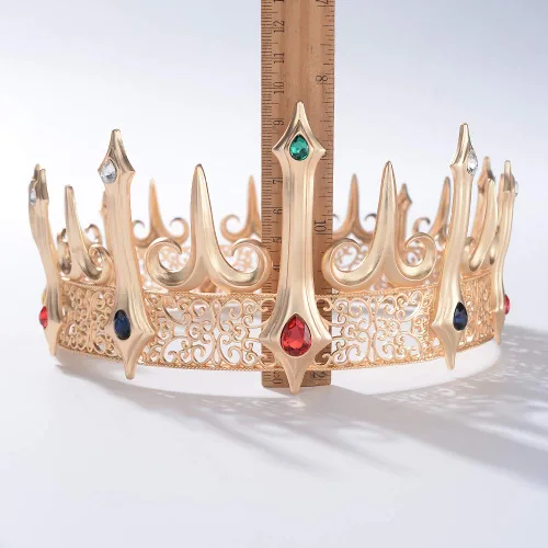 Vista 7 de Eseres Corona de rey dorado para hombre, disfraz de coronas de cumpleaños, decoración de pastel de cumpleaños