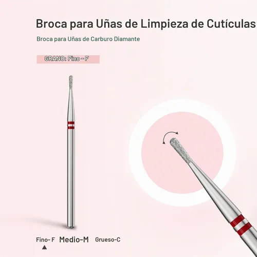 Vista 4 de MelodySusie Broca para uñas de limpieza de cutículas en forma de pera de 1.2mm, 3/32'', Limpiador profesional de carburo diamantado de seguridad