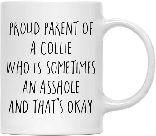 Vista 85 de Andaz Press Funny Dog - Taza de café de 11 onzas, regalo de broma, orgulloso padre de un afenpinscher que es a veces un gilipollas y eso está bien