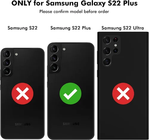 Vista 2 de Jiunai Funda para Samsung Galaxy S22 Plus Funda tipo cartera para tarjetas de crédito, soporte para efectivo, bolsillo deslizante de doble capa