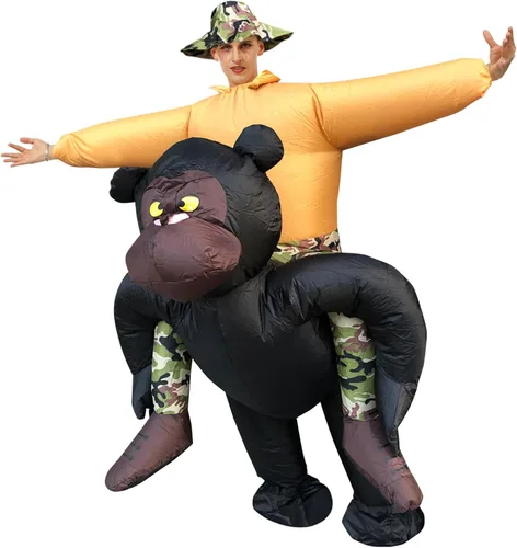 Vista 5 de TOPINCN Disfraz inflable para adultos, divertidos disfraces de chimpancé para adultos, disfraces inflables de Halloween, disfraces de cosplay
