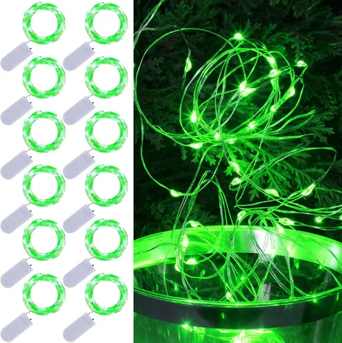Vista 9 de WATERGLIDE Paquete de 12 luces de hadas que funcionan con pilas (incluidas), 20 miniluces LED de 7 pies, luces impermeables de alambre plateado