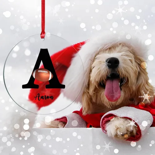 Vista 7 de Adornos colgantes personalizados con monograma inicial de letra A, árbol de Navidad, apellido personalizado, decoración de árbol de Navidad, feliz