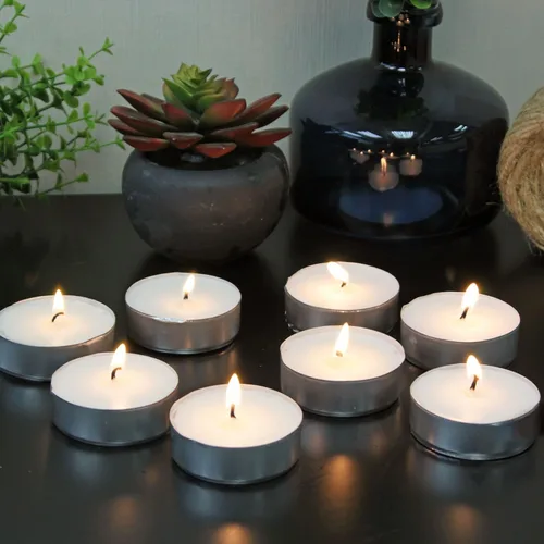 Vista 5 de Stonebriar Paquete de 20 velas de té sin perfume de gran tamaño con 9 horas de tiempo de combustión extendido