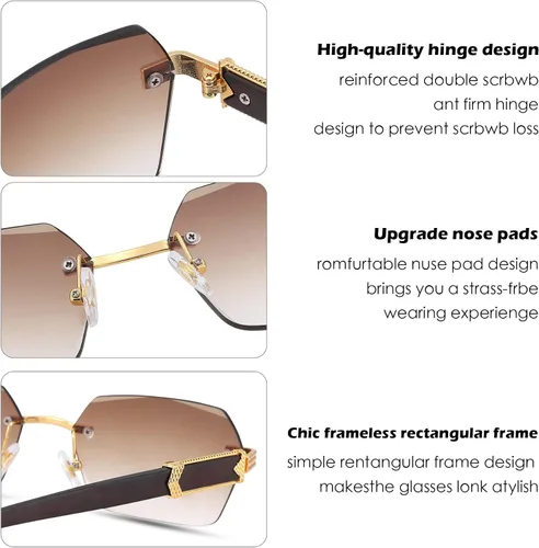 Vista 6 de Pro Acme Gafas de sol rectangulares sin montura para mujer, gafas cuadradas Y2K, sin marco