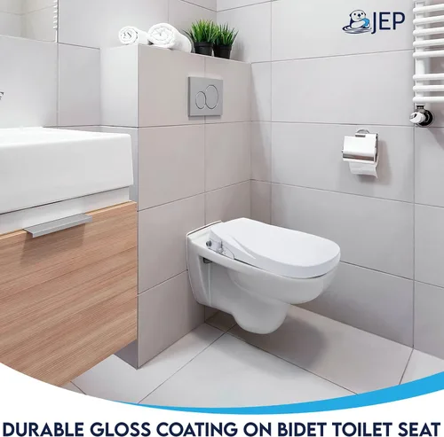 Vista 3 de JEP Asiento de inodoro manual con doble boquilla para inodoros alargados con asiento y funda de cierre suave Asiento de bidé para limpieza trasera