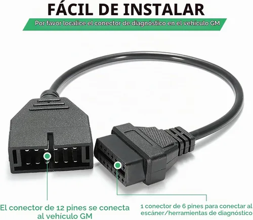Vista 5 de conector de escáner OBD1, 1 pieza de 12 pines a adaptador de cable OBD1 a OBD2, herramienta de extensión de diagnóstico de 40 cm para lectura