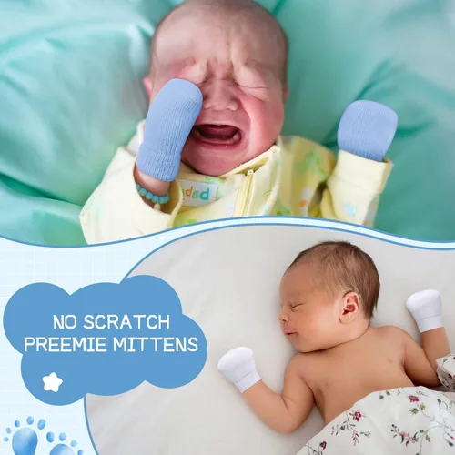 Vista 6 de 12 pares de manoplas prematuros para niñas y niños prematuros, guantes prematuros para recién nacidos y niños pequeños
