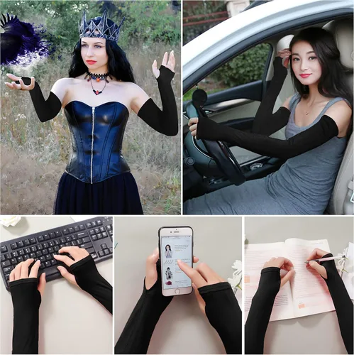 Vista 6 de Guantes Bellady para exteriores, manga larga, bloqueadores del sol, sin dedos para mujer
