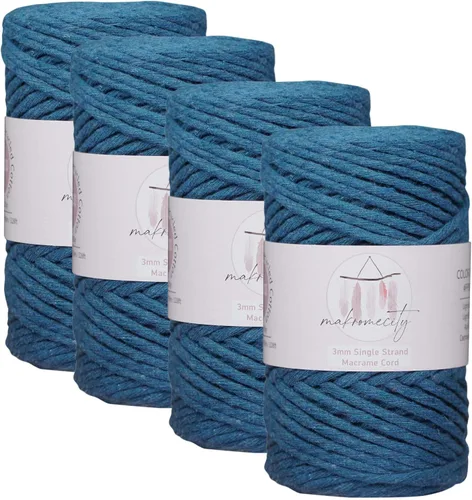 Vista 115 de Makromecity, Cordón de macramé de un solo hilo de 3 mm x 100 yardas (300 pies) de 3 mm de cordón de algodón azul bebé para arte y manualidades
