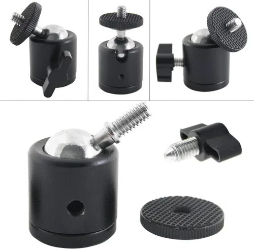 Vista 7 de EXMAX Cuerpo de aleación de aluminio de 360 grados giratorio Mini trípode cabeza de bola con rosca de 1/4 pulgadas montaje base para encendedor