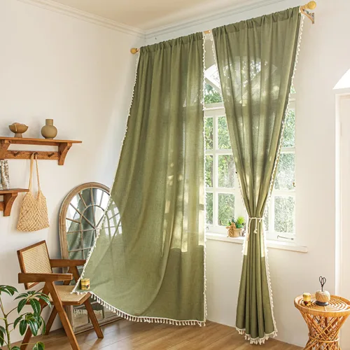 Vista 19 de Sutuo Home 2 paneles de cortinas bohemias de 63 pulgadas de largo para dormitorio, tratamientos de ventana bohemias de encaje de ganchillo Geometría