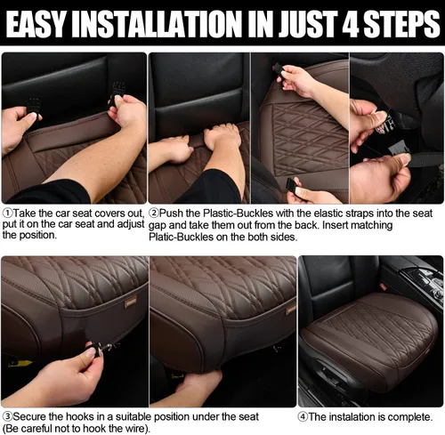 Vista 4 de TIEHESYT 2 fundas de piel de napa para automóviles, funda de asiento delantero inferior para automóvil, cojín de asiento sin respaldo