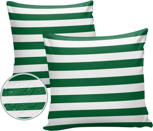Vista 7 de Fundas de almohada de exterior impermeables de 16 x 16 pulgadas, fundas de almohada de poliéster con rayas blancas y negras, fundas decorativas