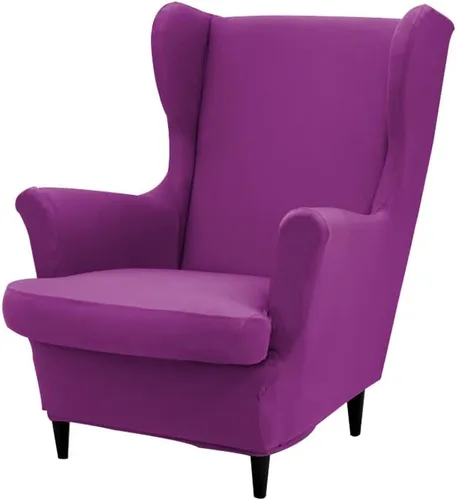 Vista 8 de Fundas para silla Wingback, 2 piezas, fundas elásticas para sillón de ala de color sólido con parte inferior elástica, protector de muebles