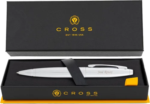 Vista 8 de Bolígrafo Cross Calais, laca azul con tapa cromada, grabado personalizado, regalo de graduación, promoción, jubilación u oficina