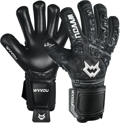 Vista 9 de WVVOU Guantes de portero de fútbol para adultos y jóvenes, guantes de portero de alto rendimiento con 5 protectores de dedos desmontables, guantes