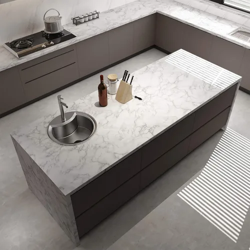 Vista 3 de Glossy Marble Contact Paper Grey-White Peel and Stick Wallpaper