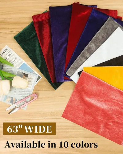 Vista 3 de HOTGODEN Tela de terciopelo elástico por The Yard: Negro 63" Ancho 1 yarda 95% poliéster 5% Spandex Tela de terciopelo para costura de bricolaje