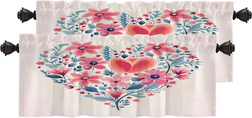 Vista 88 de Cortinas de cocina de hojas de arce otoñales para ventanas, hojas verdes y rojas sobre cenefas opacas negras, tratamientos de ventana de poliéster