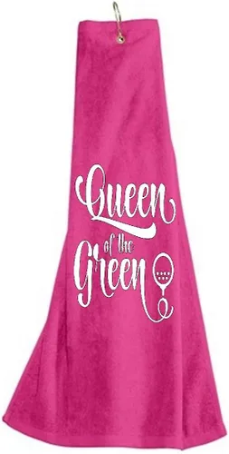 Vista 2 de Queen of The Green Girl Woman - Toalla de golf de tres pliegues con ojales y gancho, camiseta de bola de club, regalo de cumpleaños, variedad