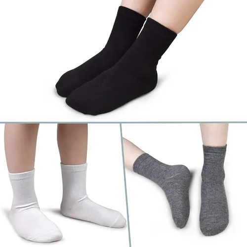 Vista 5 de Calcetines deportivos para niños, 12 pares de calcetines deportivos para niños y niñas, suaves, informales, unisex, calcetines escolares de 1 a 13
