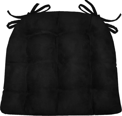 Vista 39 de Barnett Almohadilla para silla de comedor con lazos. Gamuza microfibra, microgamuza, reversible, relleno de espuma de látex, se puede lavar a Negro