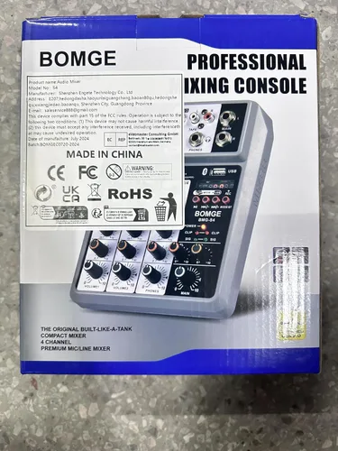 Vista 8 de BOMGE Mezclador de Audio Profesional, Consola de Mezcla de Placa de Sonido con 4 Canales Digital USB Bluetooth Efecto de Eco y Retrazo, Entrada 48V