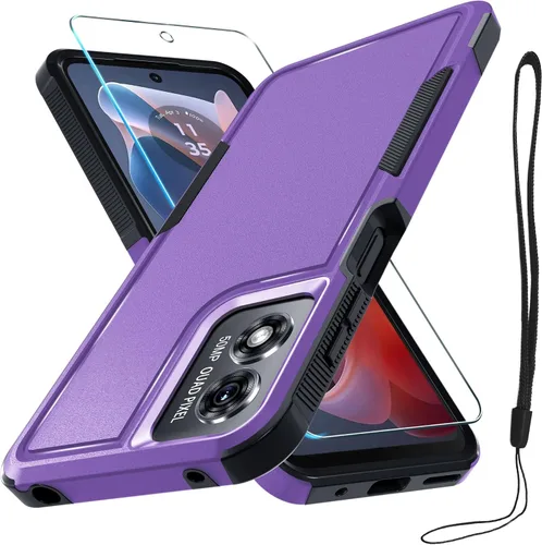 Vista 9 de Funda compatible con Moto G 5G 2024, cuerpo completo, resistente, resistente, a prueba de golpes, con correa de cordón, protector de pantalla