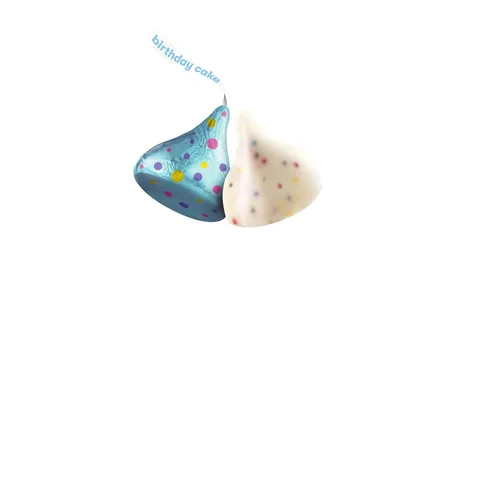 Vista 3 de HERSHEY'S KISSES - Crema con sabor a pastel de cumpleaños con chispas de caramelo, envueltas individualmente, paquete compartido de 10 onzas