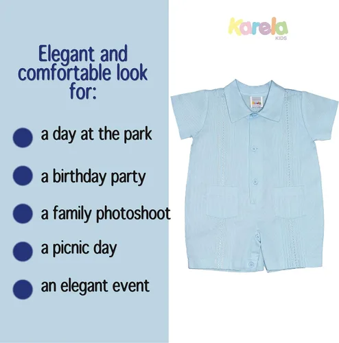Vista 6 de Pelele de guayabera piqué para niños de algodón Guayabera pieza formal