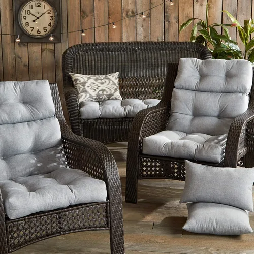 Vista 6 de South Pine Porch Cojín para silla de respaldo alto para exteriores, gris jaspeado