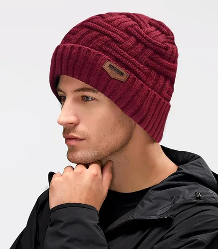 Vista 26 de Loritta Gorro de invierno cálido de punto grueso y holgado para hombre
